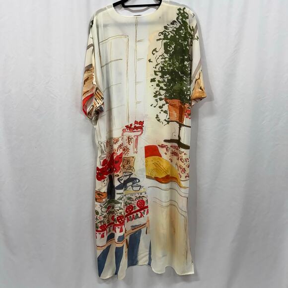 Dhara Sheth Dubai Printed Kaftan Midi Sheath V Neck Short Sleeve One Size - Picture 6 of 6